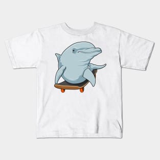 Dolphin as Skater with Skateboard Kids T-Shirt